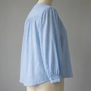 Țesătură din bumbac VOILE LUREX Stripes light blue