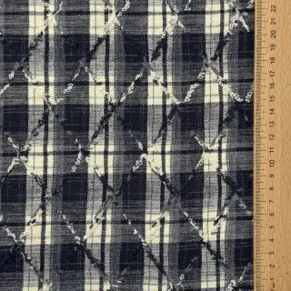 Țesătură din bumbac YARN DYED BRUSHED Check EMBROIDERY navy