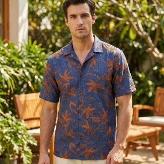 Țesătură din bumbac JEANS Embroidery Flowers camel