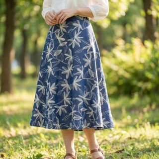 Țesătură din bumbac JEANS Embroidery Flowers white