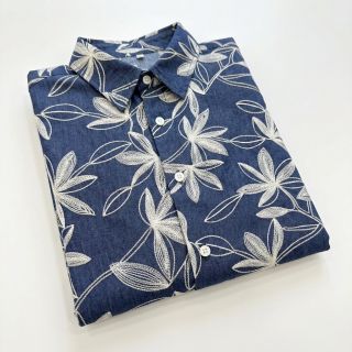 Țesătură din bumbac JEANS Embroidery Flowers white