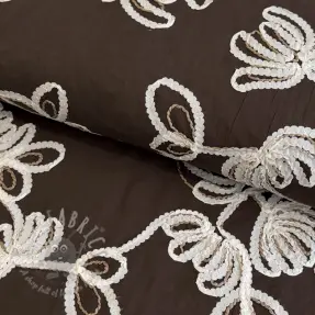 Țesătură din bumbac EMBROIDERY Loom En Light brown