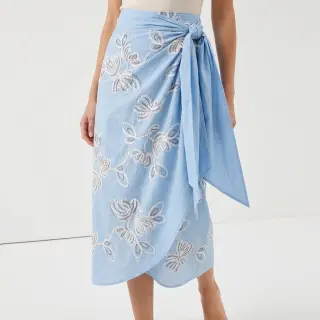 Țesătură din bumbac EMBROIDERY Loom En Light baby blue