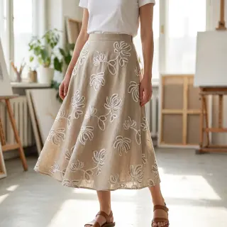 Țesătură din bumbac EMBROIDERY Loom En Light natural