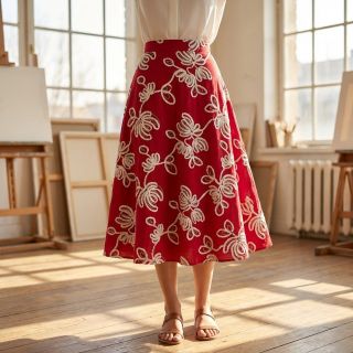 Țesătură din bumbac EMBROIDERY Loom En Light red