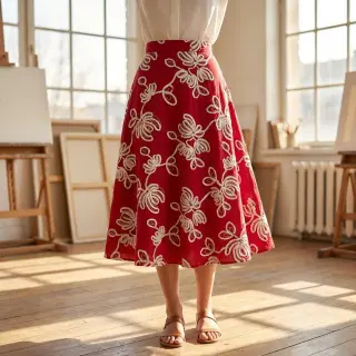 Țesătură din bumbac EMBROIDERY Loom En Light red