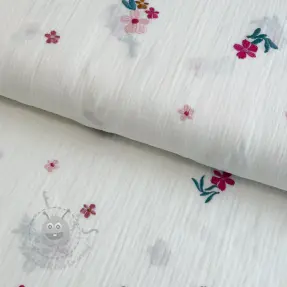 Mușelină EMBROIDERY Flowers MIA camel