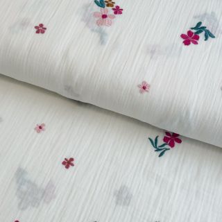 Mușelină EMBROIDERY Flowers MIA camel