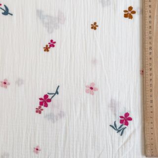 Mușelină EMBROIDERY Flowers MIA camel