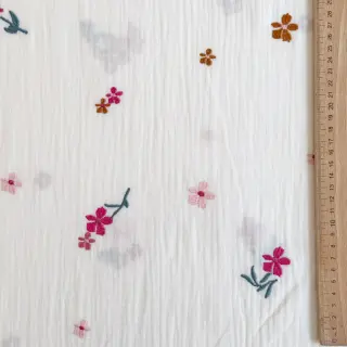 Mușelină EMBROIDERY Flowers MIA camel