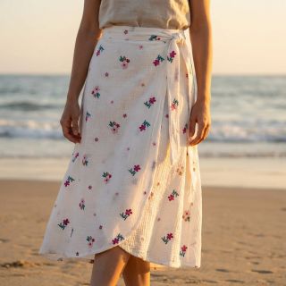 Mușelină EMBROIDERY Flowers MIA camel