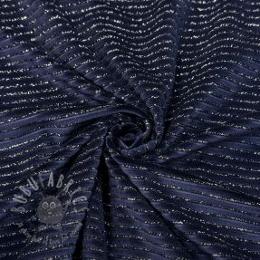 Tesătură elastică din catifea VELVET LUREX Stripe marine