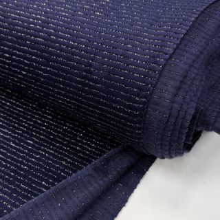 Tesătură elastică din catifea VELVET LUREX Stripe marine