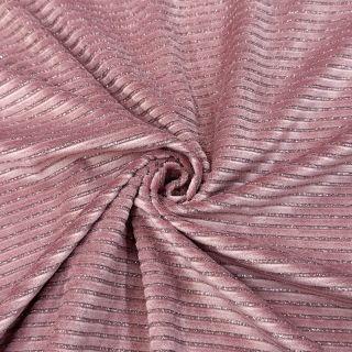 Tesătură elastică din catifea VELVET LUREX Stripe pink