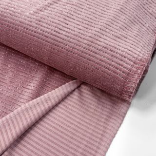 Tesătură elastică din catifea VELVET LUREX Stripe pink