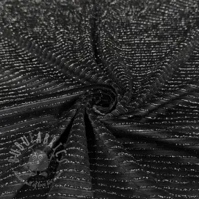 Tesătură elastică din catifea VELVET LUREX Stripe black