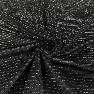 Tesătură elastică din catifea VELVET LUREX Stripe black