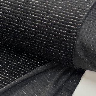 Tesătură elastică din catifea VELVET LUREX Stripe black