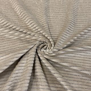 Tesătură elastică din catifea VELVET LUREX Stripe beige