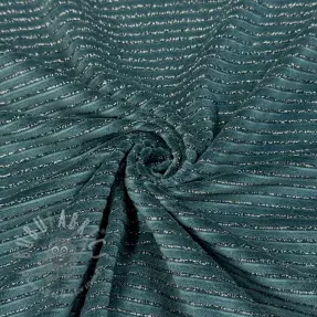 Tesătură elastică din catifea VELVET LUREX Stripe forest green