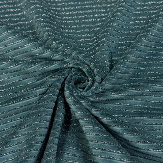 Tesătură elastică din catifea VELVET LUREX Stripe forest green