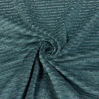 Tesătură elastică din catifea VELVET LUREX Stripe forest green