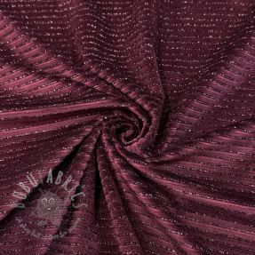 Tesătură elastică din catifea VELVET LUREX Stripe bordeaux