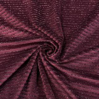 Tesătură elastică din catifea VELVET LUREX Stripe bordeaux