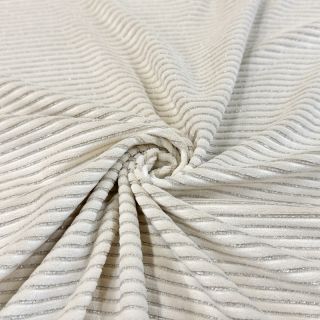 Tesătură elastică din catifea VELVET LUREX Stripe off white