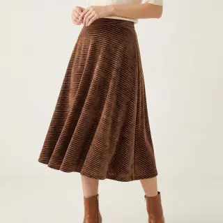 Tesătură elastică din catifea VELVET LUREX Stripe dark brown