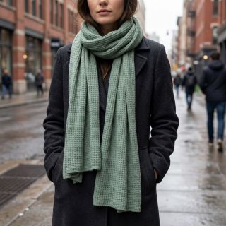 Tricot Knitted Angora honey ocean green