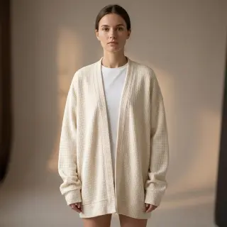 Tricot Knitted Angora honey off white
