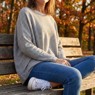 Tricot Knitted Angora honey light grey