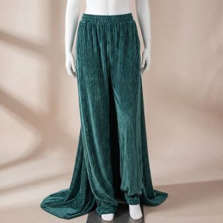 Tesătură elastică din catifea VELVET LUREX Stripe forest green