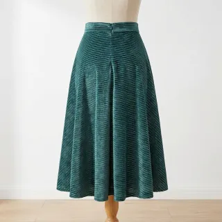 Tesătură elastică din catifea VELVET LUREX Stripe forest green