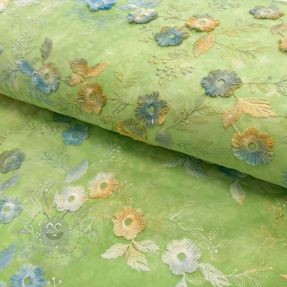 Țesătură din bumbac TIE DYE EMBROIDERY Poppy design V