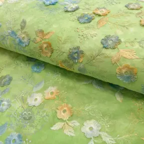 Țesătură din bumbac TIE DYE EMBROIDERY Poppy design V