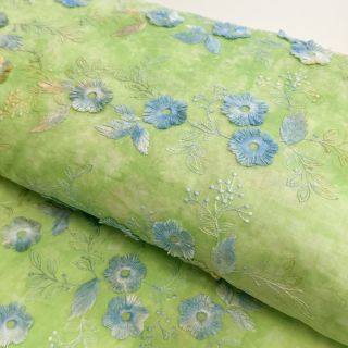 Țesătură din bumbac TIE DYE EMBROIDERY Poppy design V