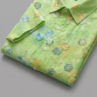 Țesătură din bumbac TIE DYE EMBROIDERY Poppy design V