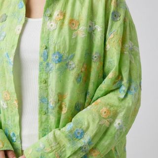 Țesătură din bumbac TIE DYE EMBROIDERY Poppy design V