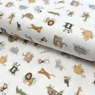 Tricot Animals white digital print ORGANIC