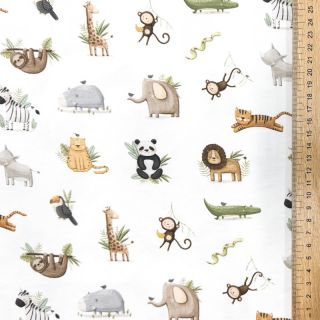 Tricot Animals white digital print ORGANIC