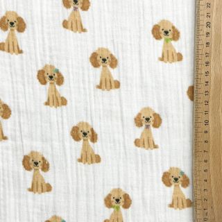 Mușelină Dogs white digital print