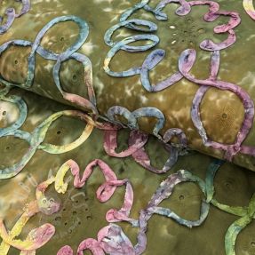 Țesătură din bumbac TIE DYE EMBROIDERY Elise tape design A