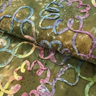 Țesătură din bumbac TIE DYE EMBROIDERY Elise tape design A