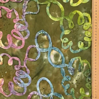 Țesătură din bumbac TIE DYE EMBROIDERY Elise tape design A