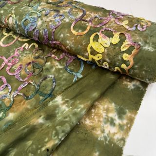 Țesătură din bumbac TIE DYE EMBROIDERY Elise tape design A