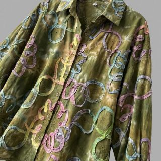 Țesătură din bumbac TIE DYE EMBROIDERY Elise tape design A