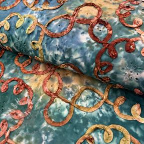 Țesătură din bumbac TIE DYE EMBROIDERY Elise tape design C