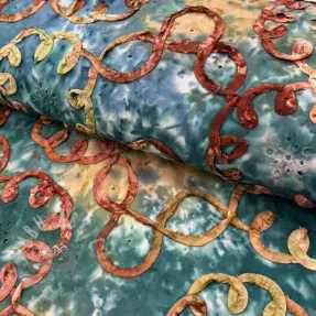 Țesătură din bumbac TIE DYE EMBROIDERY Elise tape design C